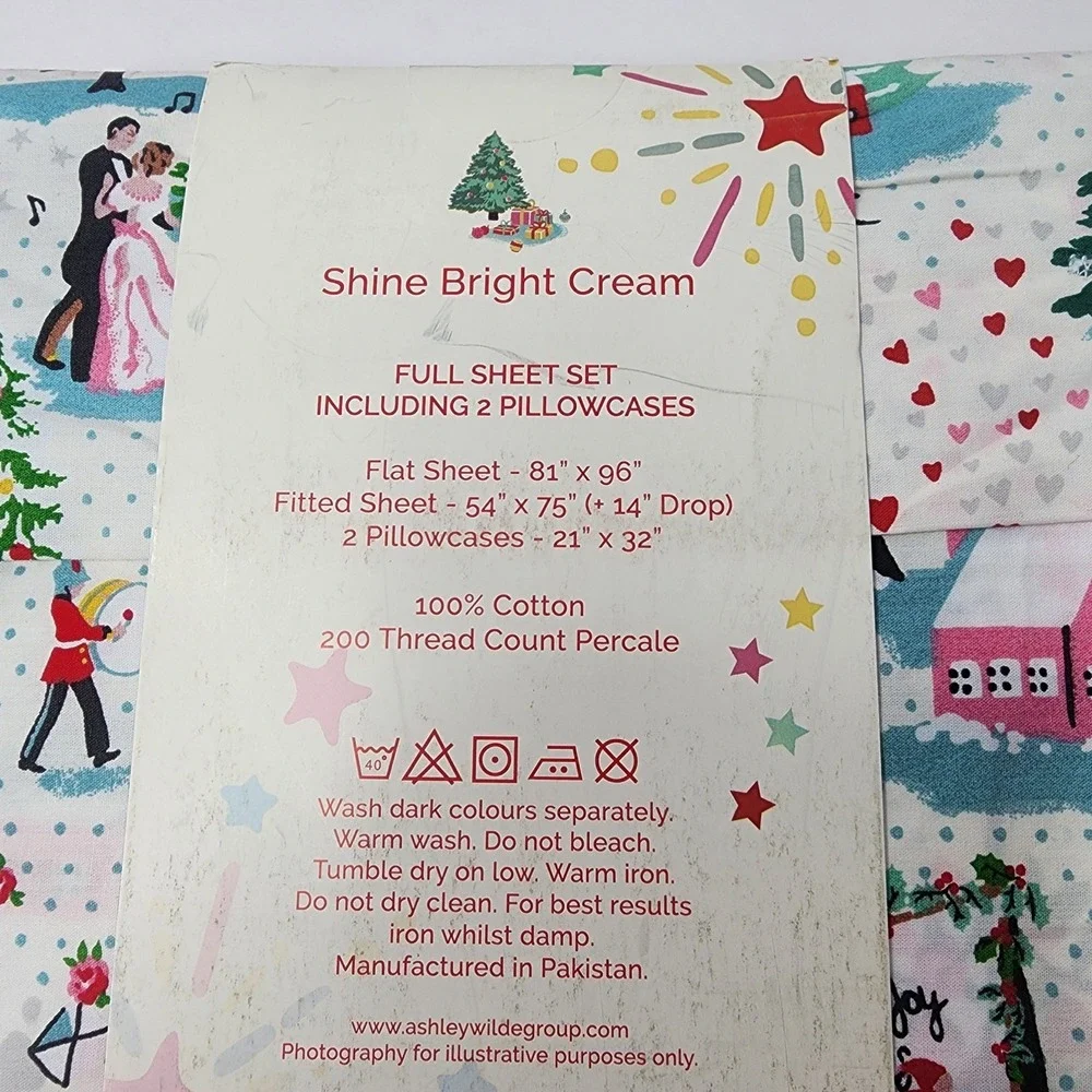 Cath Kidston London Shine Bright Cream FULL 4 Pc Sheet Set 100% Cotton *NEW*